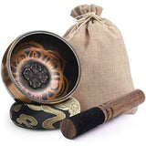 Set Bol Tibetan cantator prelucrat manual la poalele muntelui Himalaya - un percutor cu doua capete din lemn si piele, si o perna cusuta manual – ideal pentru energizare, purificare si meditatie