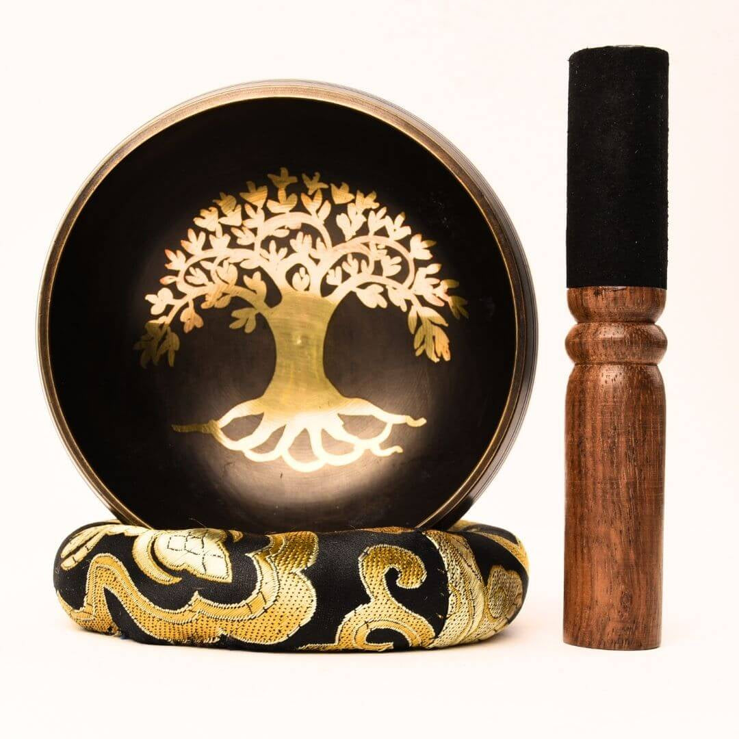 Bol Tibetan Cantator 9.5 cm model arborele vietii Setul complet pentru meditatie si vindecare Relaxare profunda si echilibru energetic