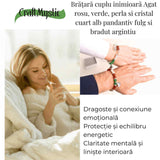 Set bratari cuplu naturale cu Agat, perla si cristal - iubire si echilibru