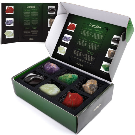 Set cadou cu cristale naturale pentru zodia Capricorn, cristale vindecatoare cu semne zodiacale, horoscop, astrologie, cadou perfect pentru zi de nastere.