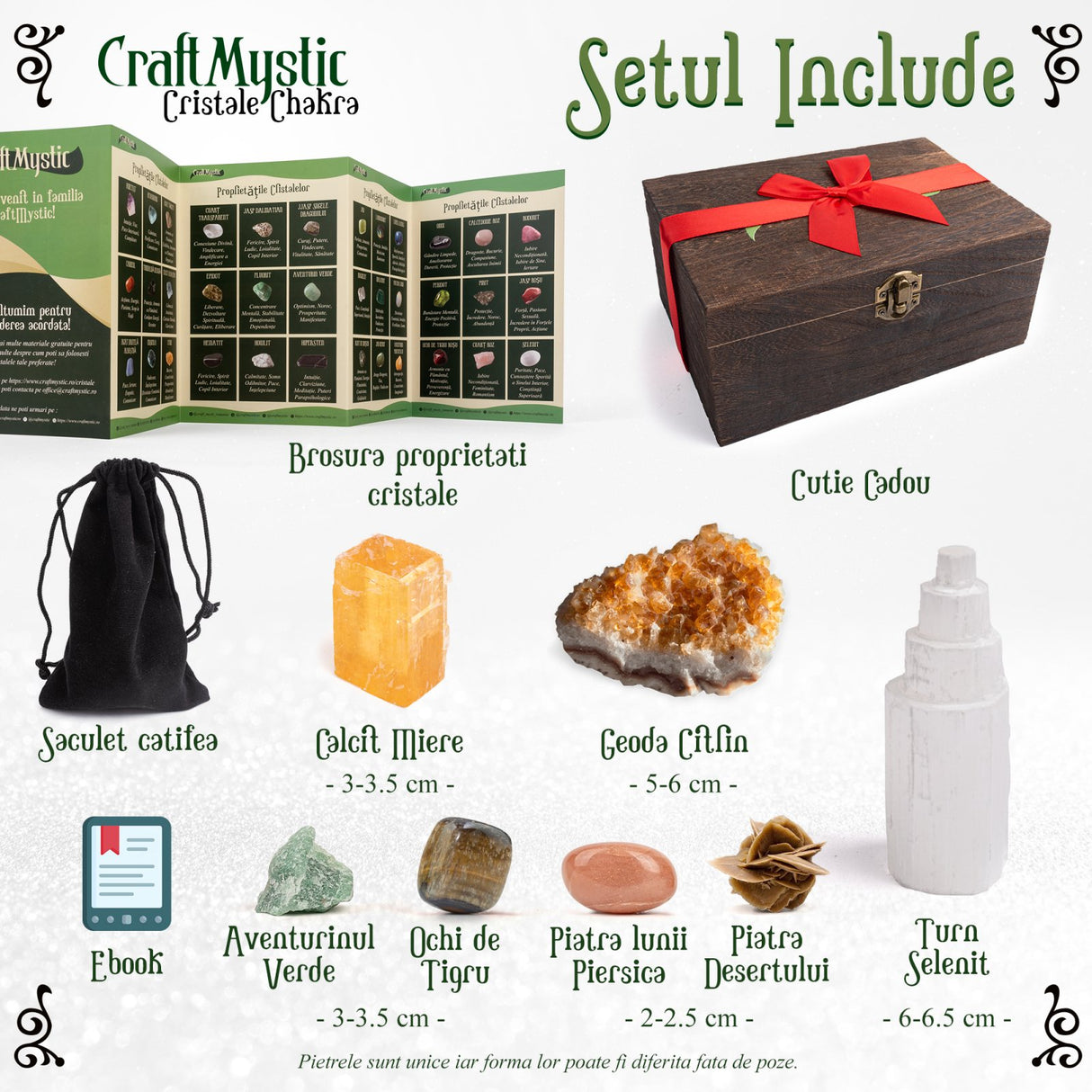 Set Premium cristale si pietre de manifestare pentru manifestare - Pietre autentice intr-o cutie deosebita