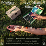 Set premium cu cristale, pietre naturale si piramida orgonica in cutie de lemn - 11 piese pentru meditatie, spiritualitate, echilibrarea chakrelor – Piramida orgonica chakra , pendul chakra, cuart roz