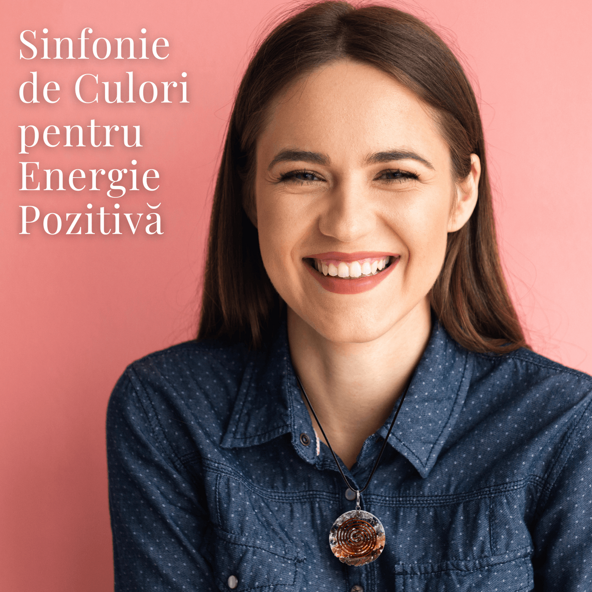 Colier Reglabil Orgonic cu Pietre pentru Cele 7 Chakre si Semnul "Puterii" Spirala