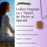 Colier Reglabil Orgonic cu Pietre pentru Cele 7 Chakre si Semnul "Puterii" Spirala