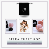 Sfera 80 mm din Cuart Roz Natural cu Suport - Promoveaza Iubirea si Armonia