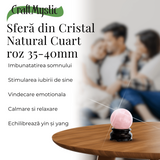 Sfera din Cuart Roz 35-40 mm cu Suport Inclus - Promoveaza Iubirea de Sine și Armonia
