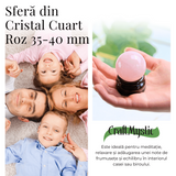 Sfera din Cuart Roz 35-40 mm cu Suport Inclus - Promoveaza Iubirea de Sine și Armonia