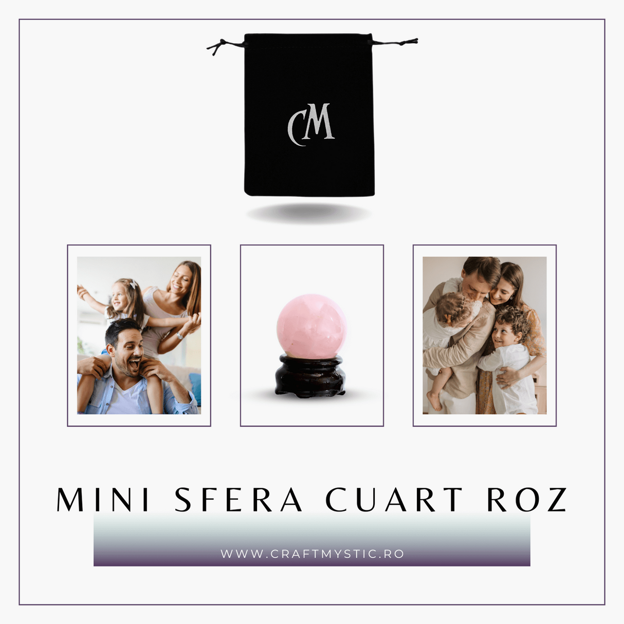 Sfera din Cuart Roz 35-40 mm cu Suport Inclus - Promoveaza Iubirea de Sine și Armonia