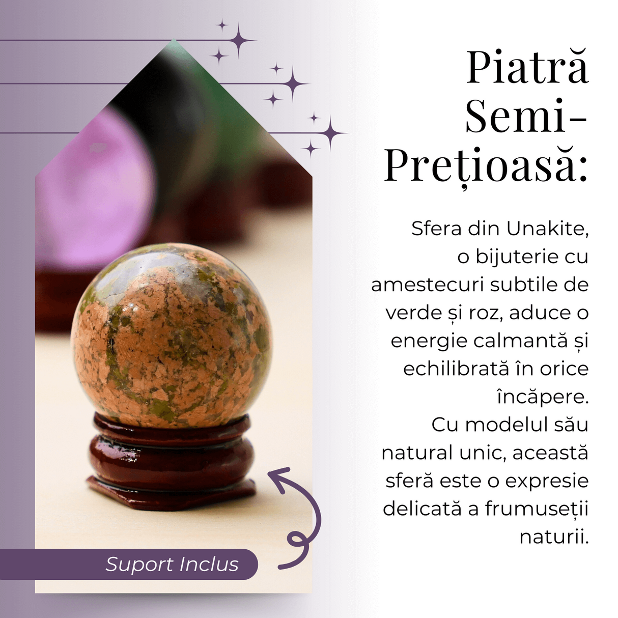 Sfera din Unakite, 1 buc, 30-35 mm - Piatra Semipretioasa pentru Cadouri, Echilibru si Vindecare