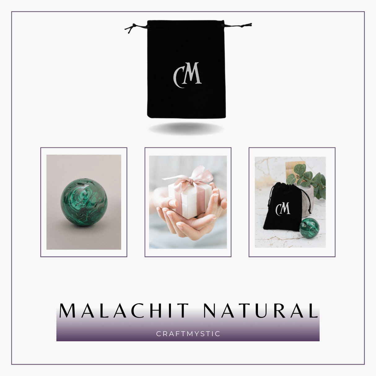 Sfera de Malachit Natural 55-60 mm, 350-400 gr - Patrunde in Miezul Beneficiilor Naturii