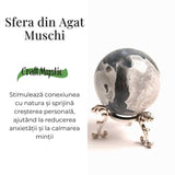 Sfera Agat muschi (Moss Agate) 50-55 mm - Echilibru si Conexiune cu Natura