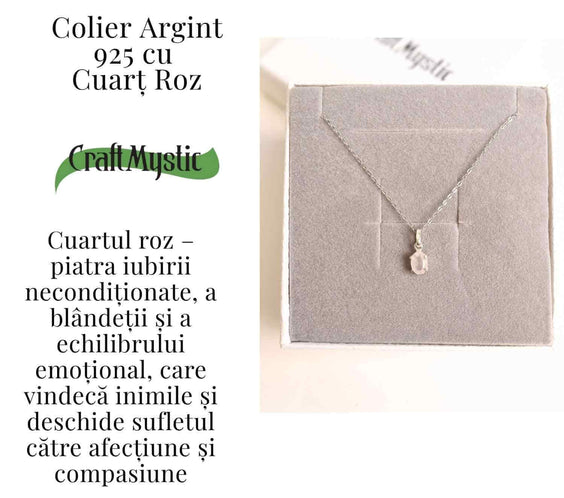 Iubire si Echilibru Emotional – Colier Cuart Roz Argint 925