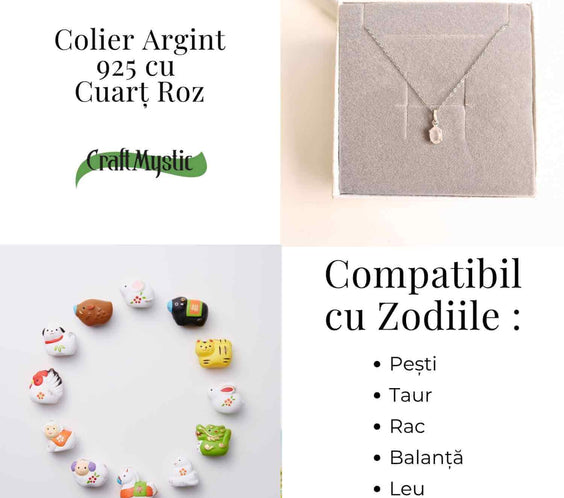 Iubire si Echilibru Emotional – Colier Cuart Roz Argint 925
