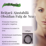 Bratara Elastica cu Margele Naturale de 8mm din Obsidian Fulg de Nea