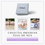 Bratara Elastica cu Margele Naturale de 8mm din Obsidian Fulg de Nea