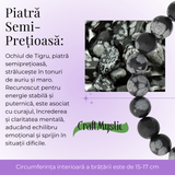 Bratara Elastica cu Margele Naturale de 8mm din Obsidian Fulg de Nea