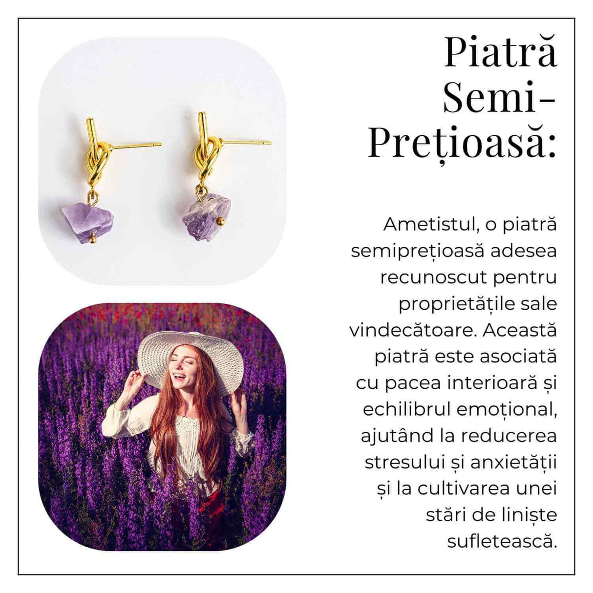 Talisman al Claritatii – Cercei cu Ametist si Nod Elegant