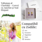 Talisman al Claritatii – Cercei cu Ametist si Nod Elegant