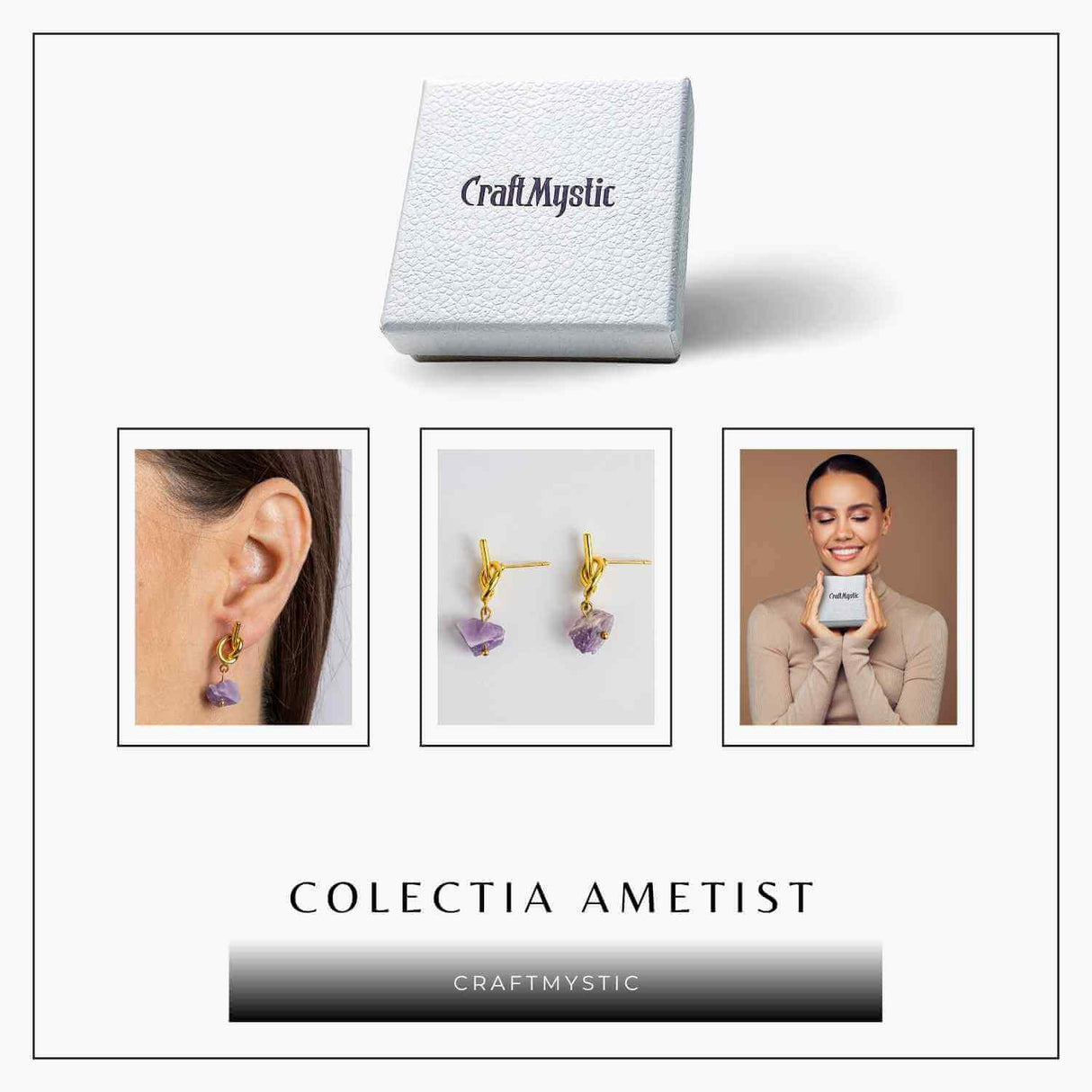 Talisman al Claritatii – Cercei cu Ametist si Nod Elegant