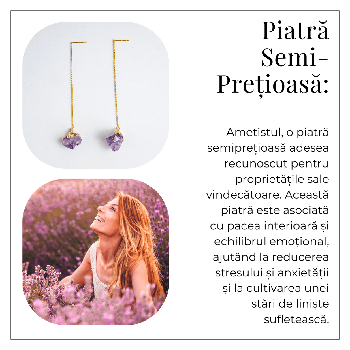 Claritate si Liniste – Cercei cu Ametist Natural