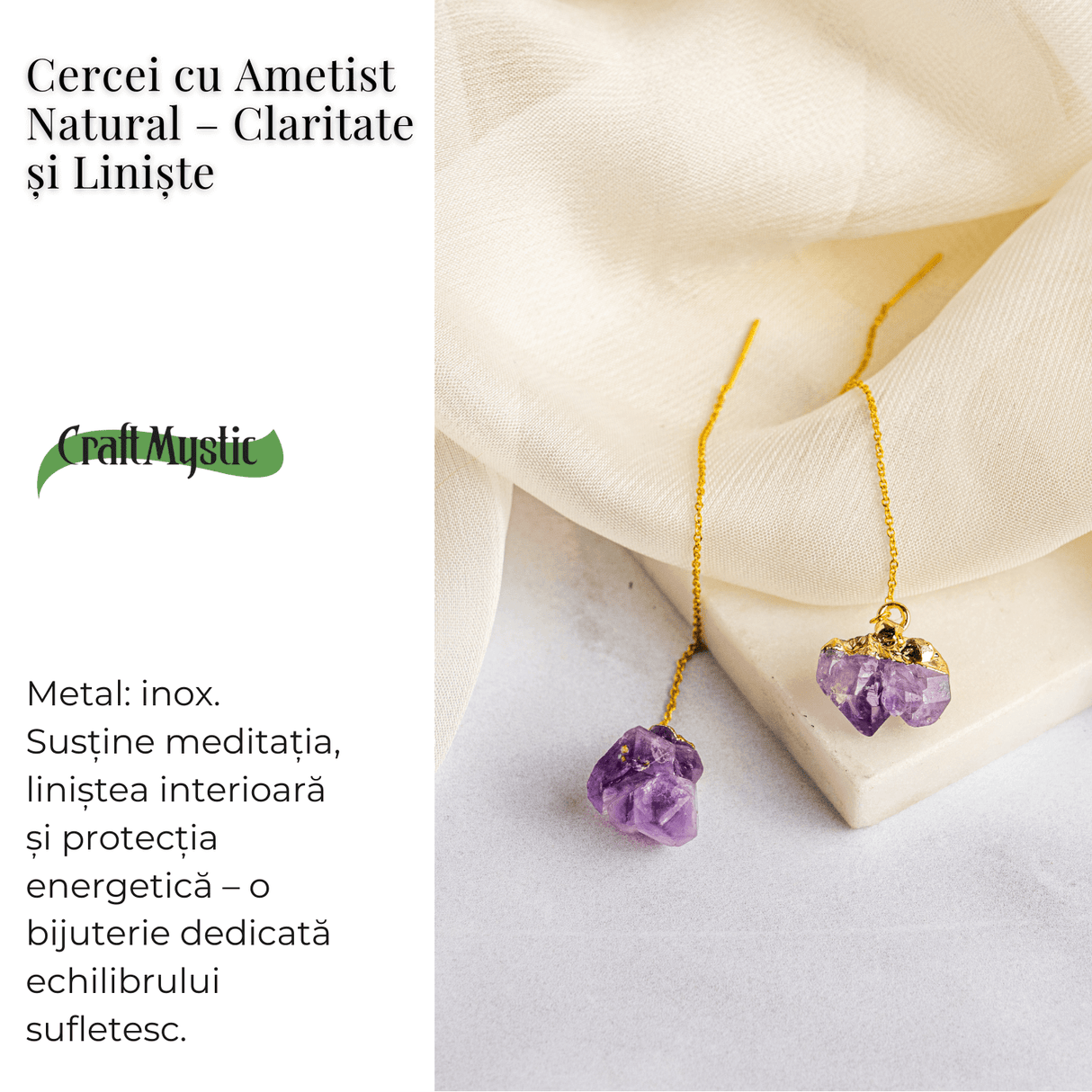 Claritate si Liniste – Cercei cu Ametist Natural
