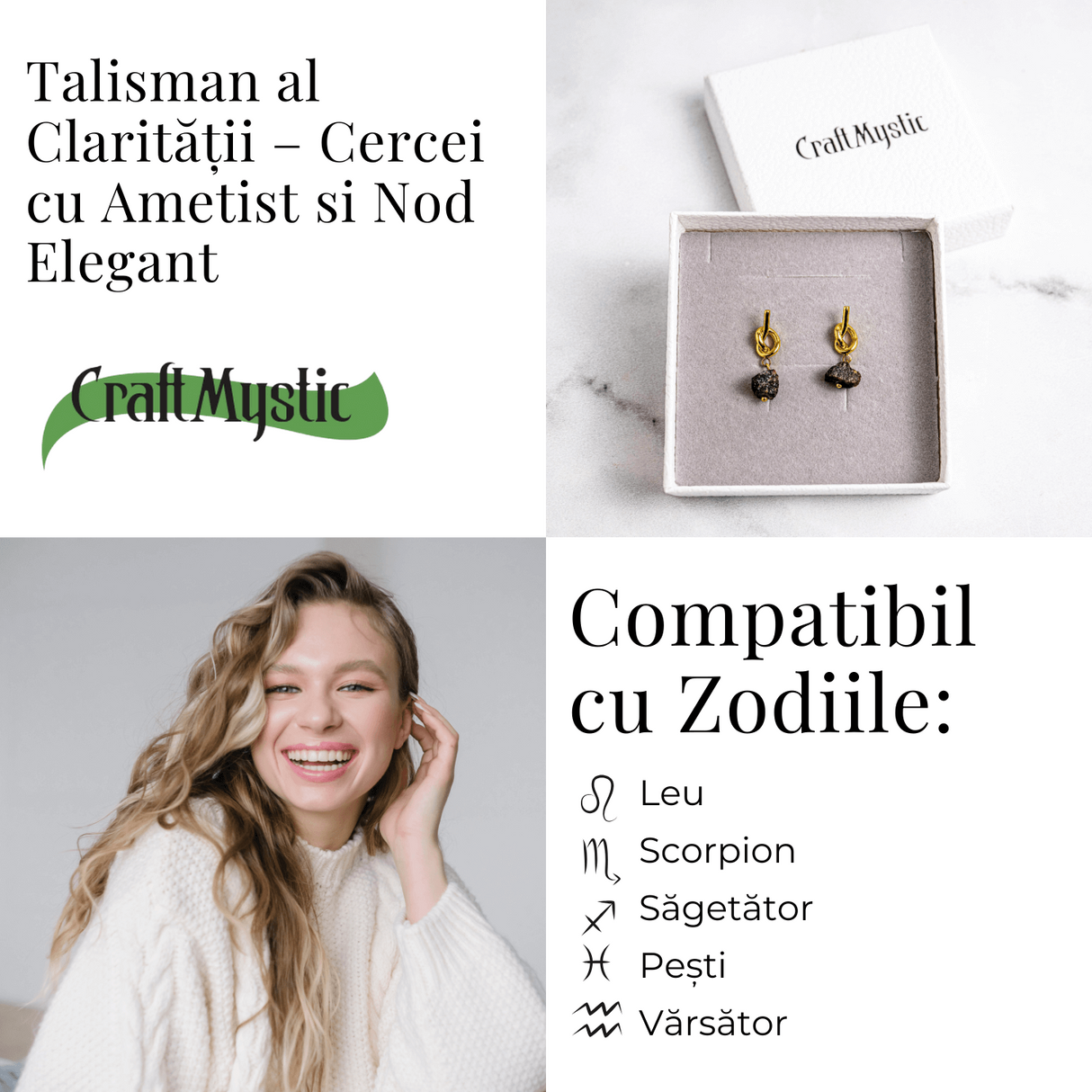 Claritate si Liniste – Cercei cu Ametist Natural