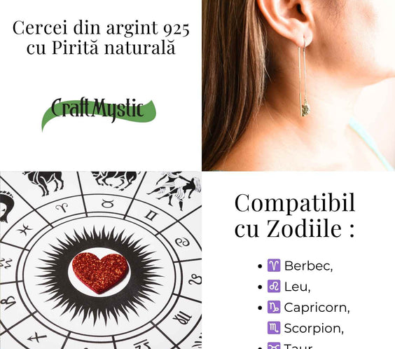 Cercei lungi din argint 925 cu pirita – Stralucire si incredere