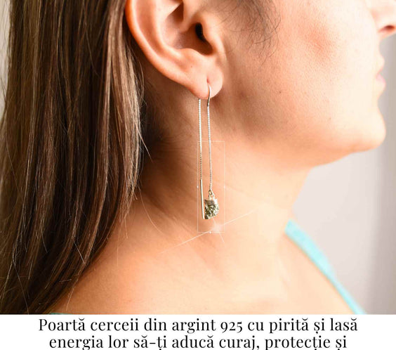Cercei lungi din argint 925 cu pirita – Stralucire si incredere
