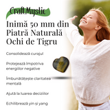Inima Sculptata Manual de 48-53mm din Ochi de Tigru Natural
