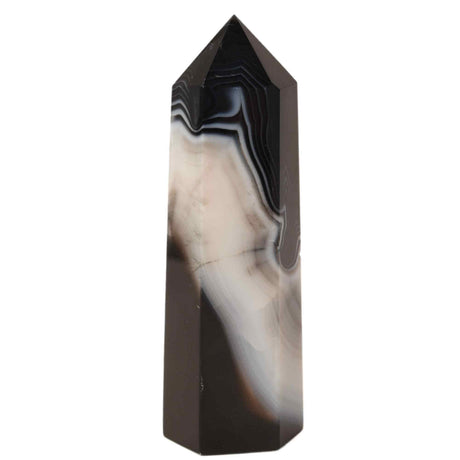 Turn din cristal natural Onyx Agat negru 9-10 cm: Un obiect elegant si puternic pentru protectie si vitalitate