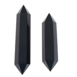 Turn Hexagonal Dublu Varf din Obsidian Negru inaltime de 7-9 cm - cristal de protectie puternic, care actioneaza ca un scut impotriva negativitatii si a stresului
