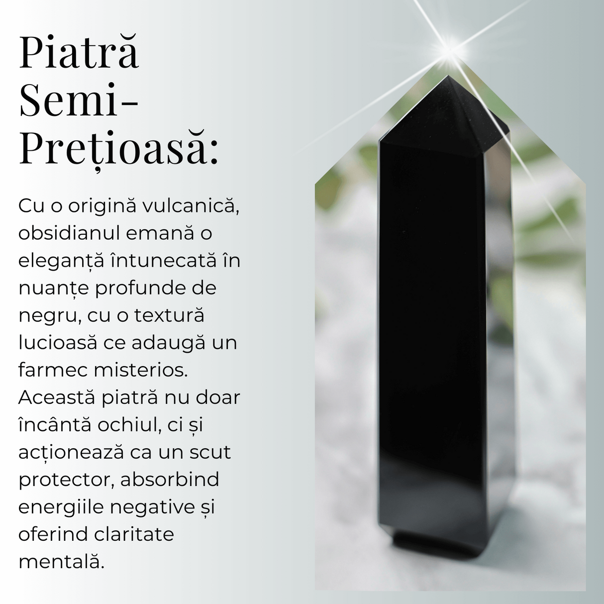 Varf din Obsidian Natural cu 4 Fatete, 10-11 cm