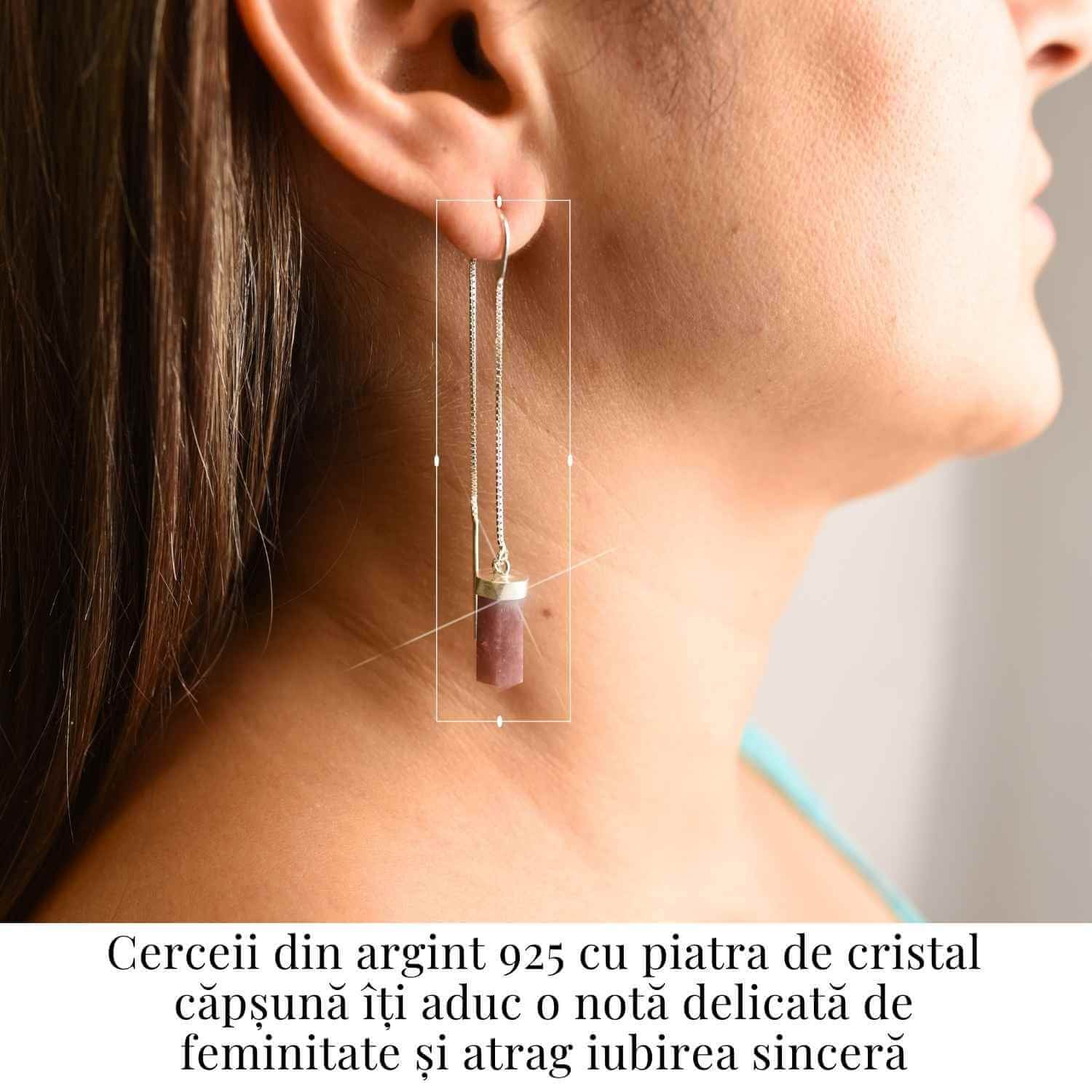 Energie a Inimii si Armonie – Cercei Argint 925 cu Cristal Capsuna