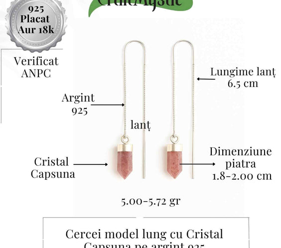 Energie a Inimii si Armonie – Cercei Argint 925 cu Cristal Capsuna