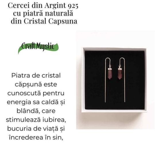 Energie a Inimii si Armonie – Cercei Argint 925 cu Cristal Capsuna