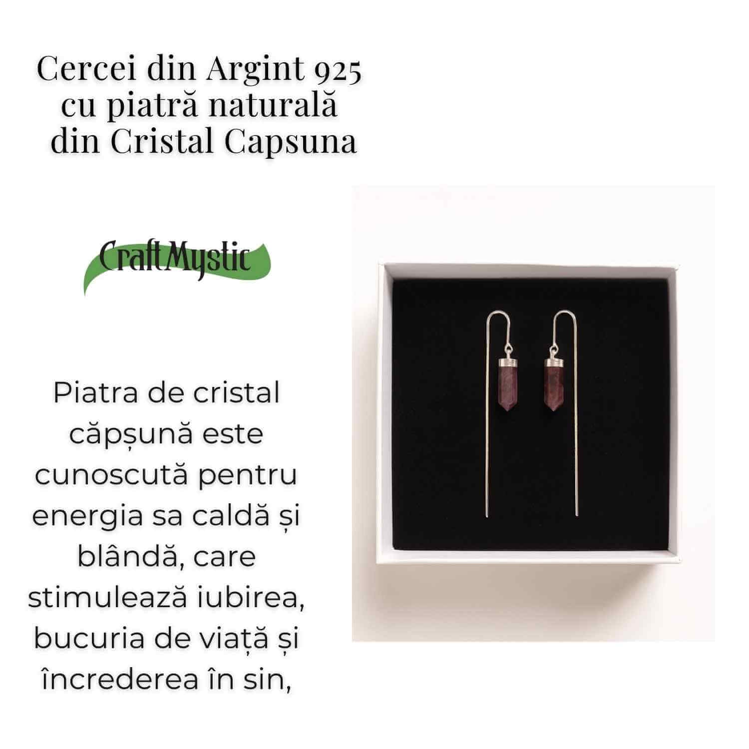 Energie a Inimii si Armonie – Cercei Argint 925 cu Cristal Capsuna