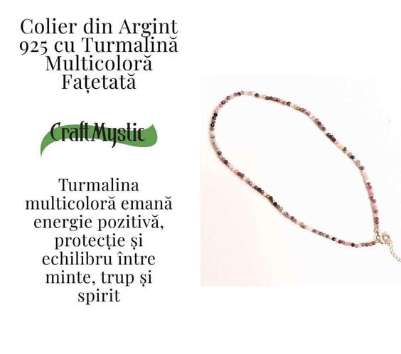 Energie si Armonie – Colier din Argint 925 cu Turmalina Multicolora Fatetata