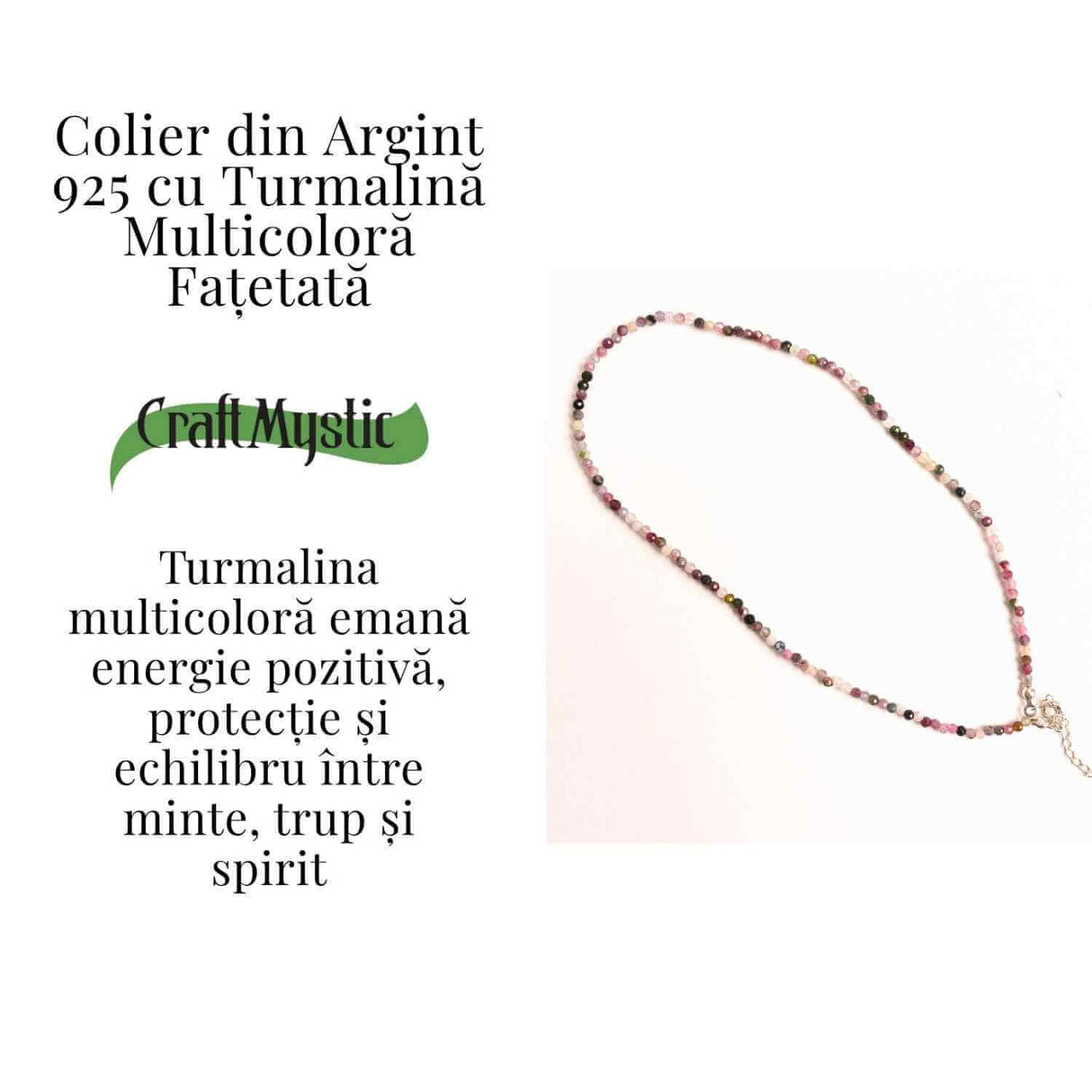 Energie si Armonie – Colier din Argint 925 cu Turmalina Multicolora Fatetata