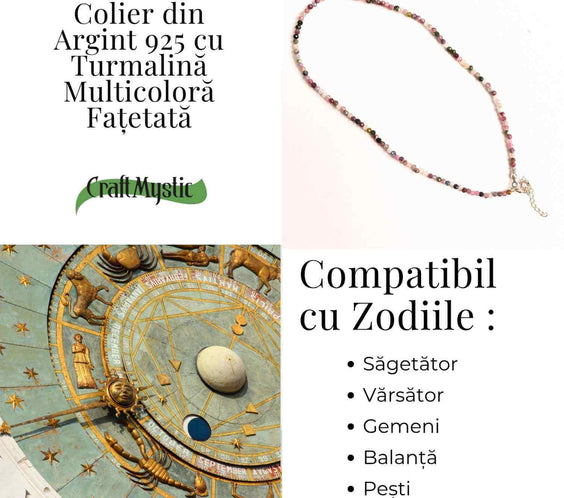 Energie si Armonie – Colier din Argint 925 cu Turmalina Multicolora Fatetata