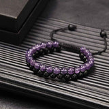 Bratara cu Margele 6 mm din Obsidian si Ametist Pentru Creativitate, Protectie, Concentrare