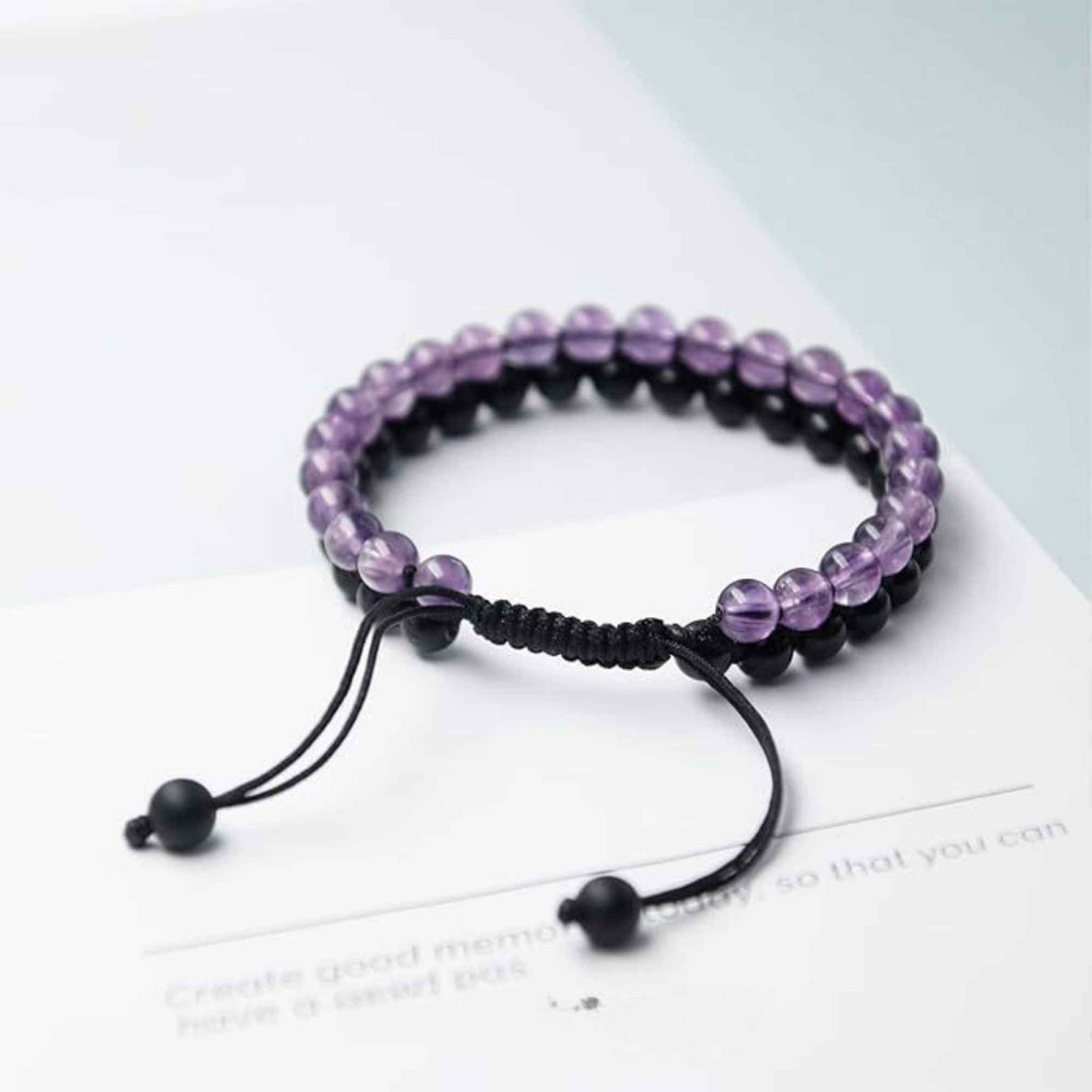 Bratara cu Margele 6 mm din Obsidian si Ametist Pentru Creativitate, Protectie, Concentrare