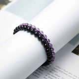 Bratara cu Margele 6 mm din Obsidian si Ametist Pentru Creativitate, Protectie, Concentrare