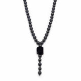 Colier cu Margele din Obsidian Negru si Onyx model Y Piatra Naturala Bruta de Obsidian Accesorizata cu Margele de Cristal Onyx pentru Rugaciune, Vindecare si Energie Reiki
