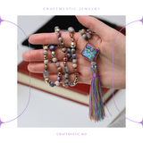 Colier Mala din Pietre Mixte Colorate cu 108 Margele si Tassel