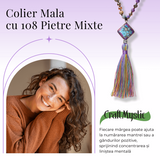 Colier Mala din Pietre Mixte Colorate cu 108 Margele si Tassel
