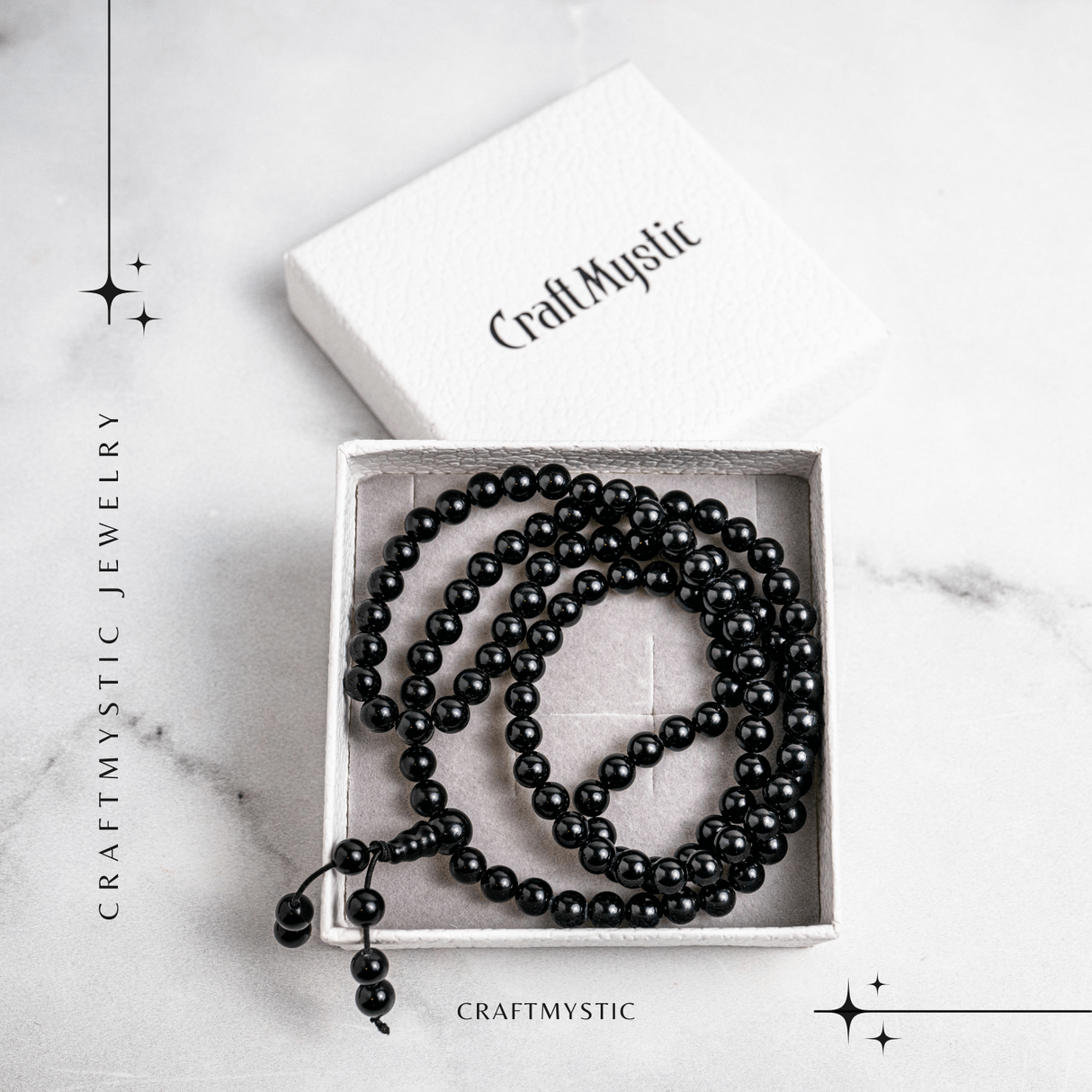 Protectie si Claritate – Colier Mala cu Obsidian si Ciucure Boho