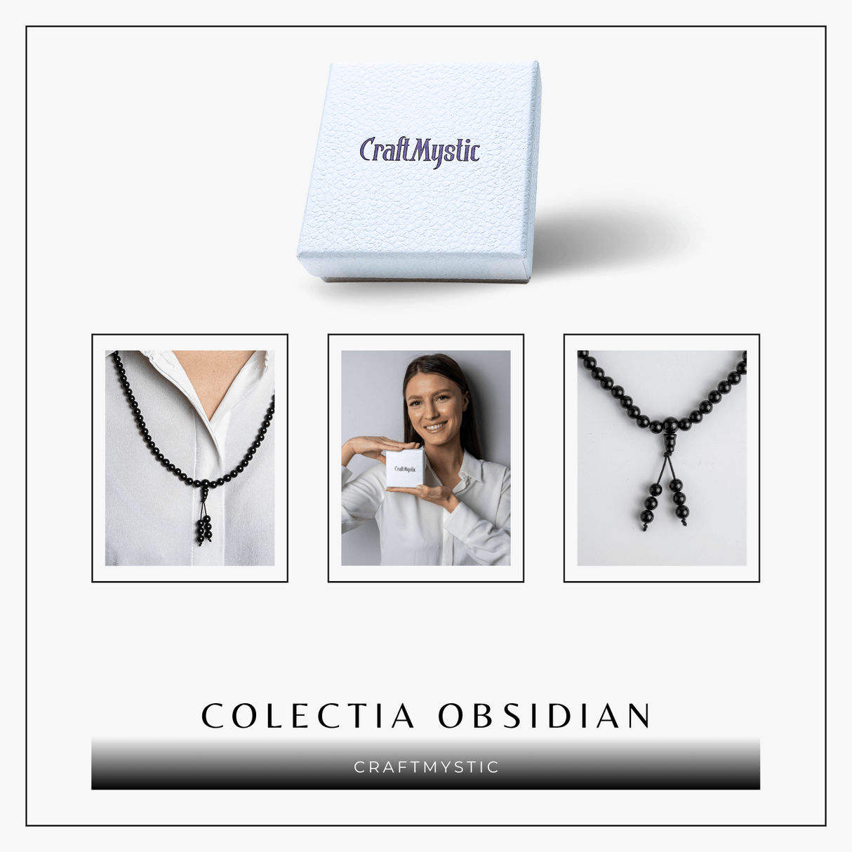 Protectie si Claritate – Colier Mala cu Obsidian si Ciucure Boho