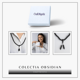 Protectie si Claritate – Colier Mala cu Obsidian si Ciucure Boho