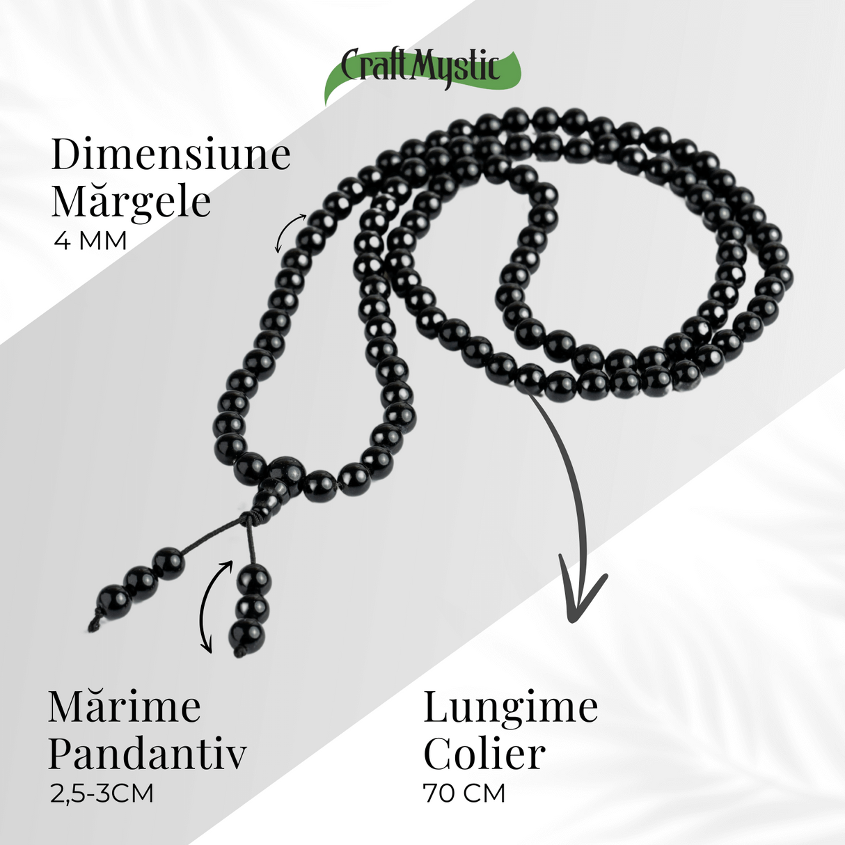 Protectie si Claritate – Colier Mala cu Obsidian si Ciucure Boho