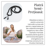 Protectie si Claritate – Colier Mala cu Obsidian si Ciucure Boho